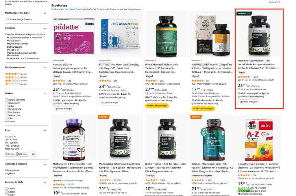 Amazon-listing-optimieren-SERP-Übersicht