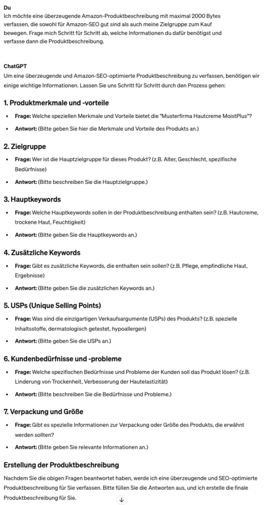Amazon-ChatGPT-Produktbeschreibung