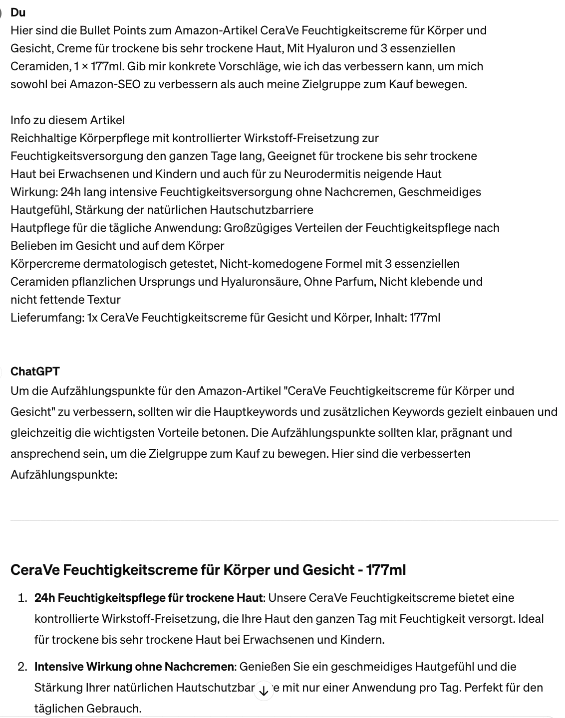 Amazon-ChatGPT-Textoptimierungen