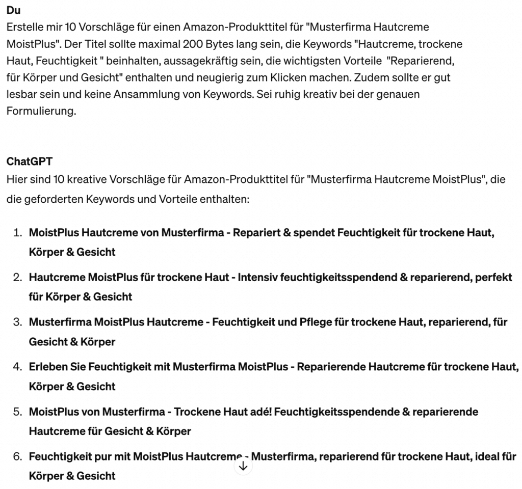 Amazon-ChatGPT-Titelerstellung